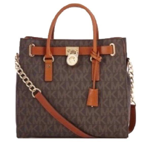 MICHAEL Michael Kors Handbags - Michael Michael Kors Leather Hamilton Logo Tote Satchel Signature Monogram Bag